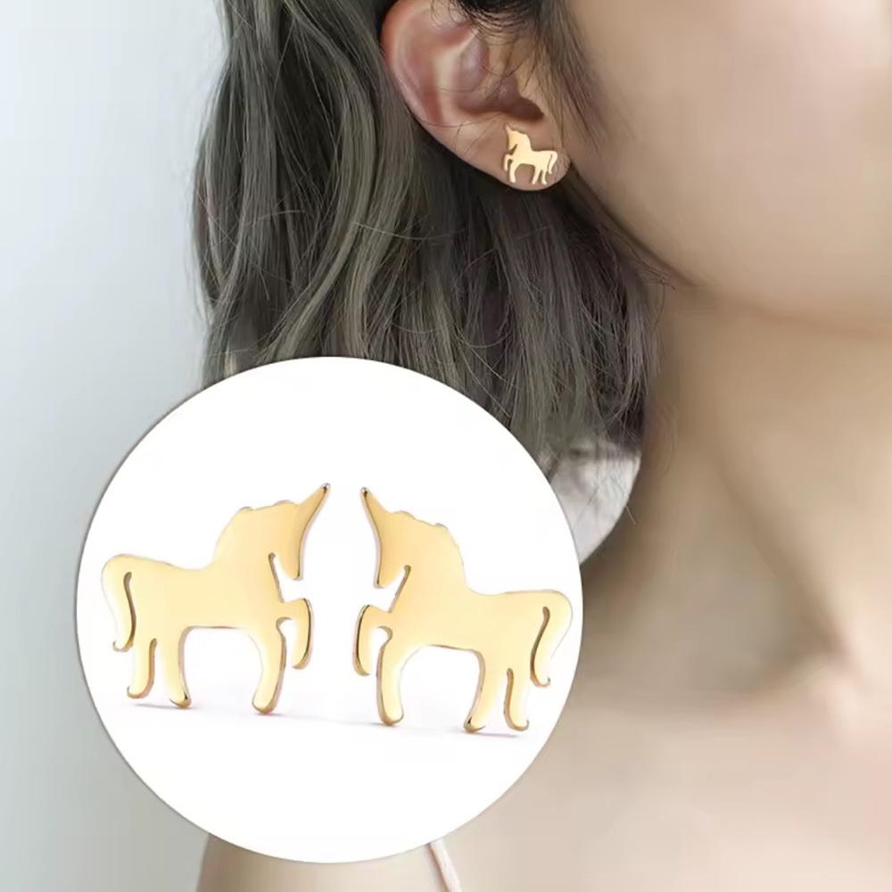ROSE GOLD Unicorn Stud Earrings With Gift Bag